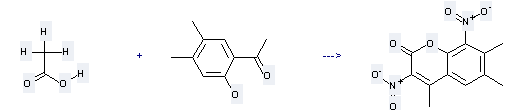 Ethanone,1-(2-hydroxy-4,5-dimethylphenyl)- can react with acetic acid to get 4,6,7-trimethyl-3,8-dinitro-chromen-2-one